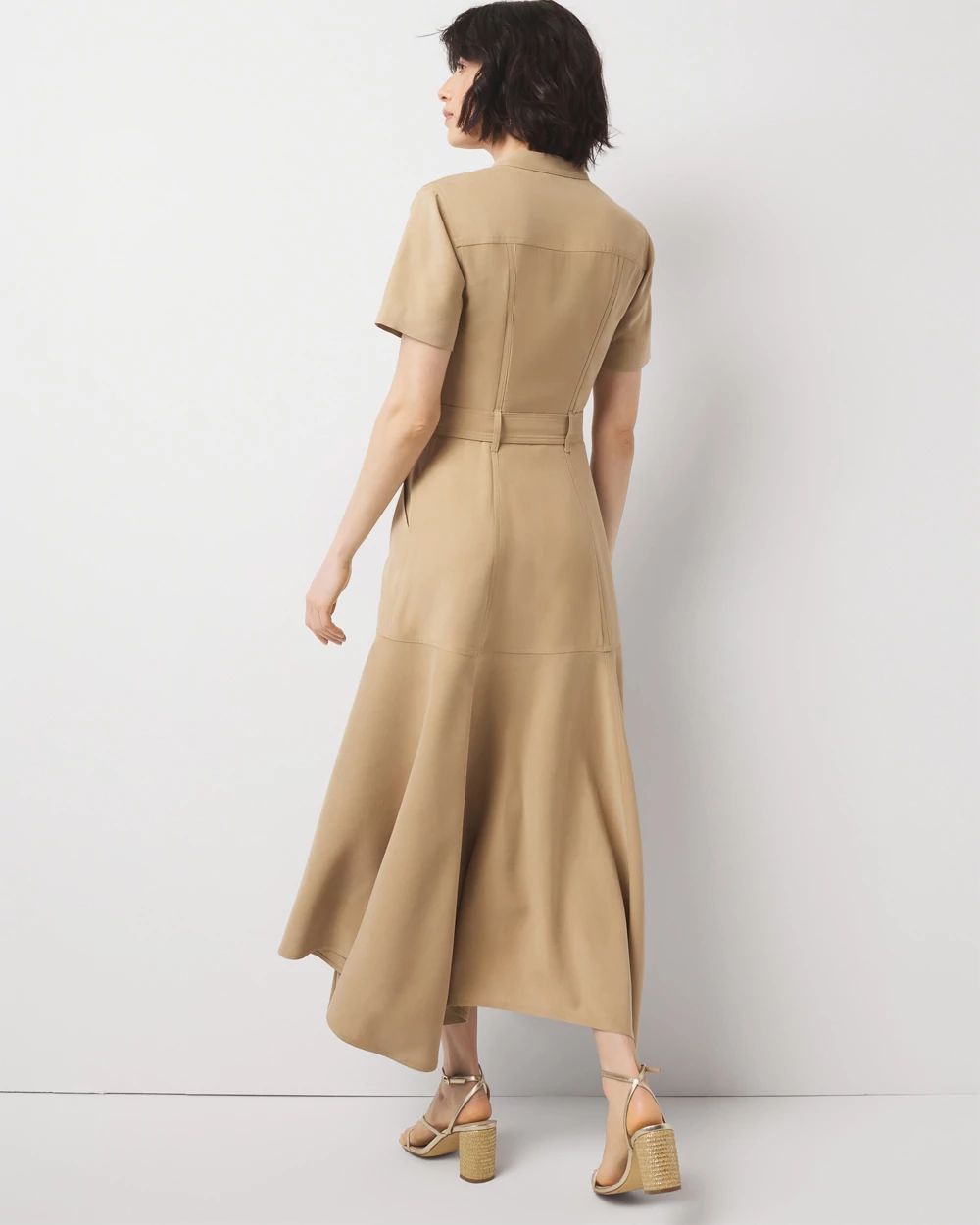 Petite Short-Sleeve Utility Shirt Dress | White House Black Market